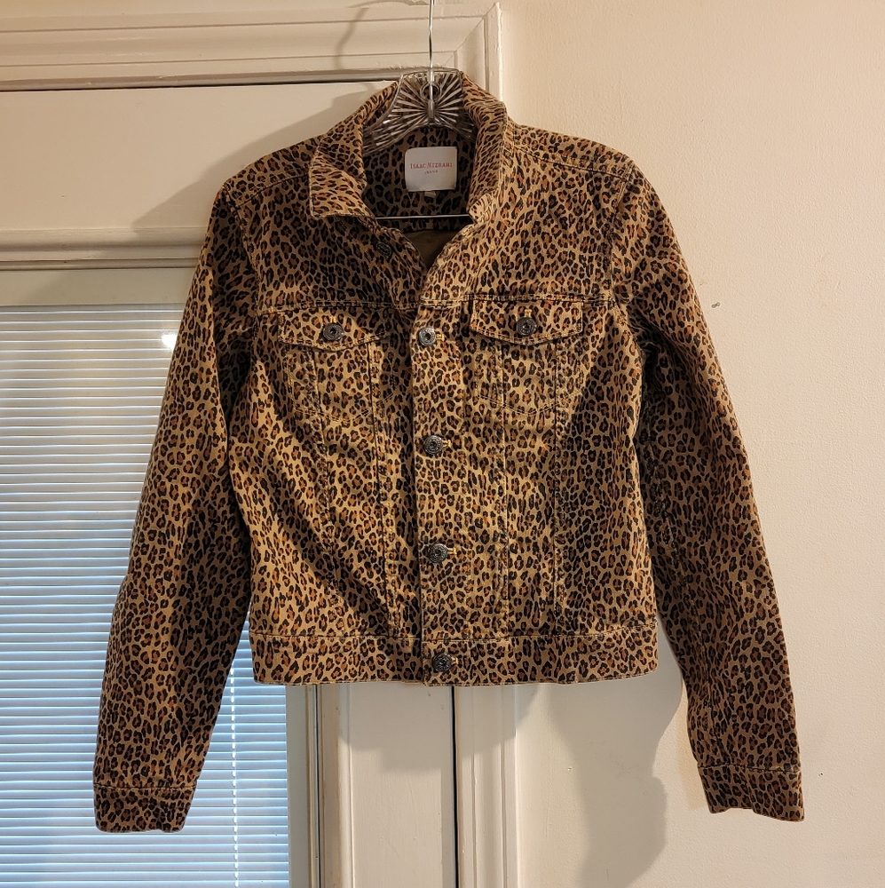 Isaac Mizrahi JeansLeopard Print Denim Jacket Size S